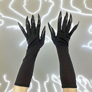 BLACK Pull On Dress Gloves with Nails NEW NIP